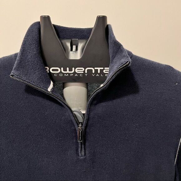 Michael Kors Mens Pullover 1/4 Quarter Zip Sweater Small Navy Blue - Picture 2 of 5